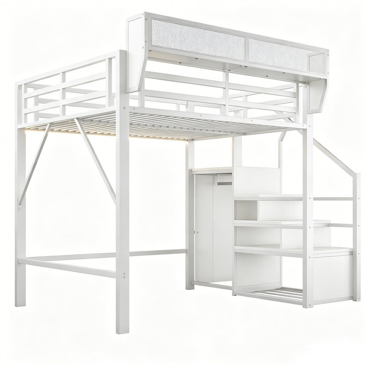 HOCHBETT mit LED-Lichtstreifen 140x200 cm Metall Weiß - Weiß, Metall (140/200cm) - Meubliv