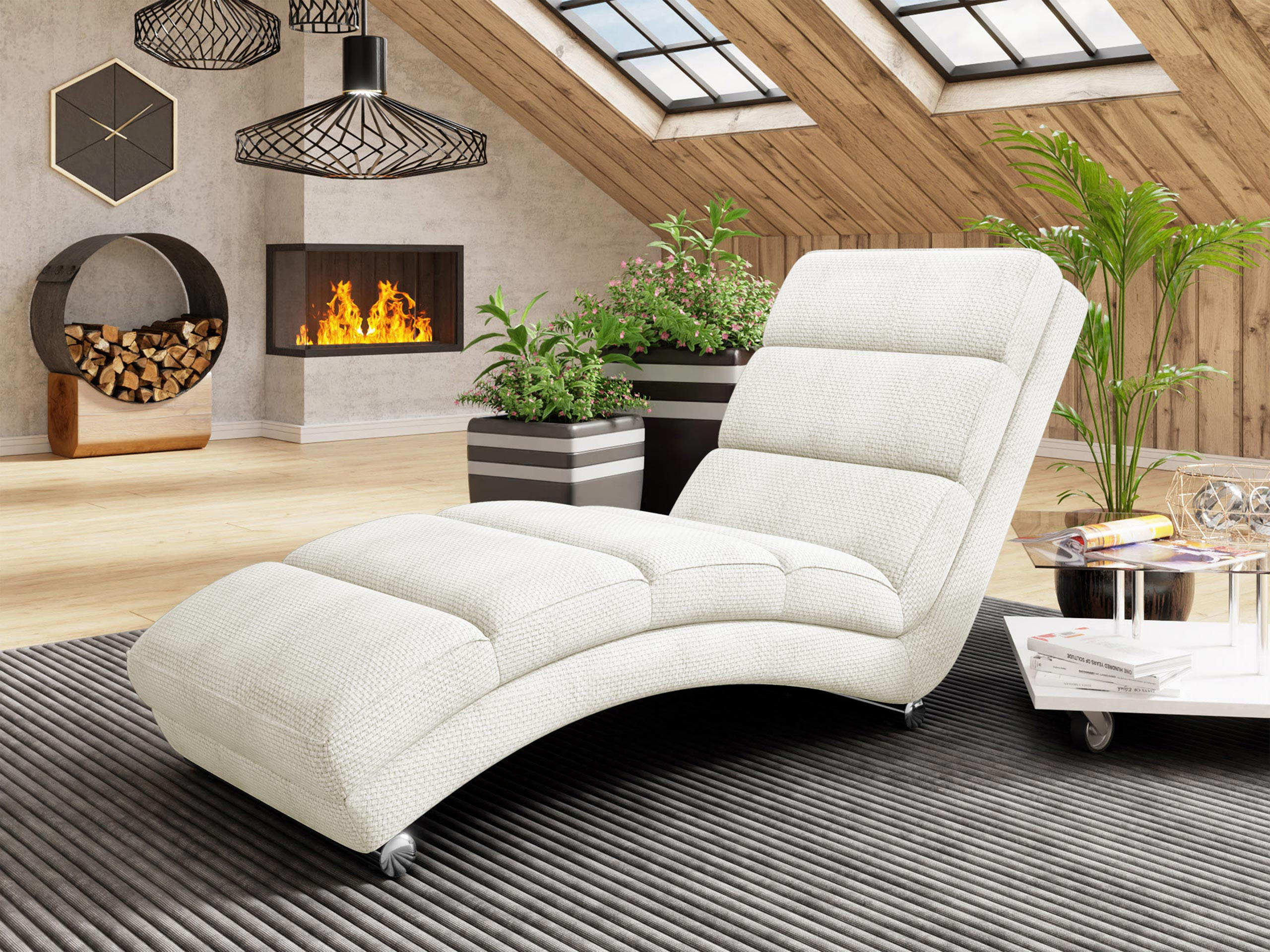 RELAXLIEGE Holiday - Chromfarben/Ecru, Holz/Textil (62/84/180cm) - MIRJAN24