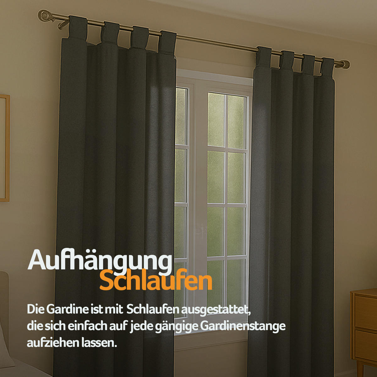 SCHLAUFENSCHAL blickdicht 140x245 cm Anthrazit 2er-Pack - Anthrazit, Textil (140/245cm)