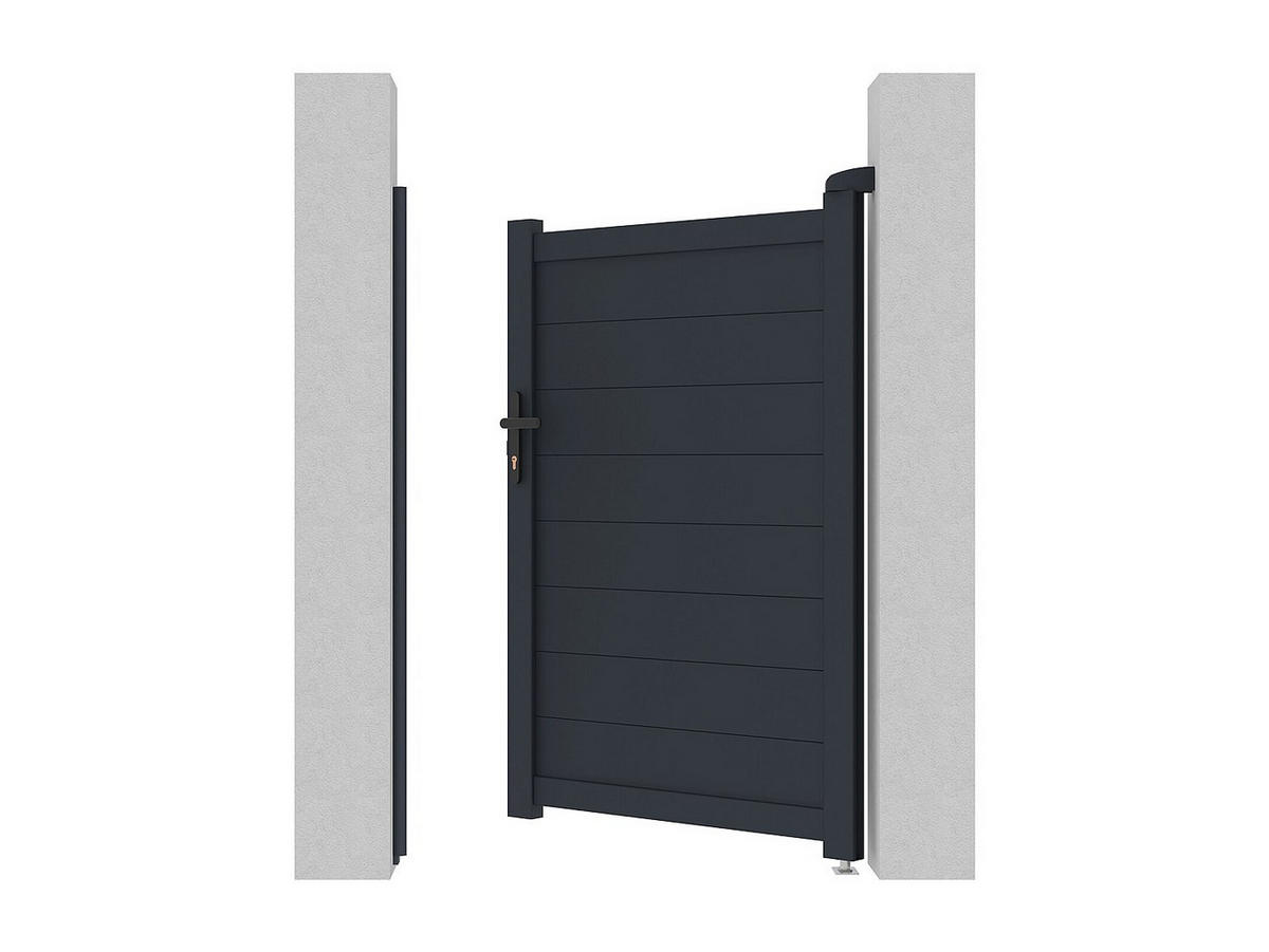 EINGANGSTOR - 100cm x 4.6cm - Aluminium - anthrazitgrau - NAZARIO - Anthrazit, Metall (100/145cm) - Vente-Unique