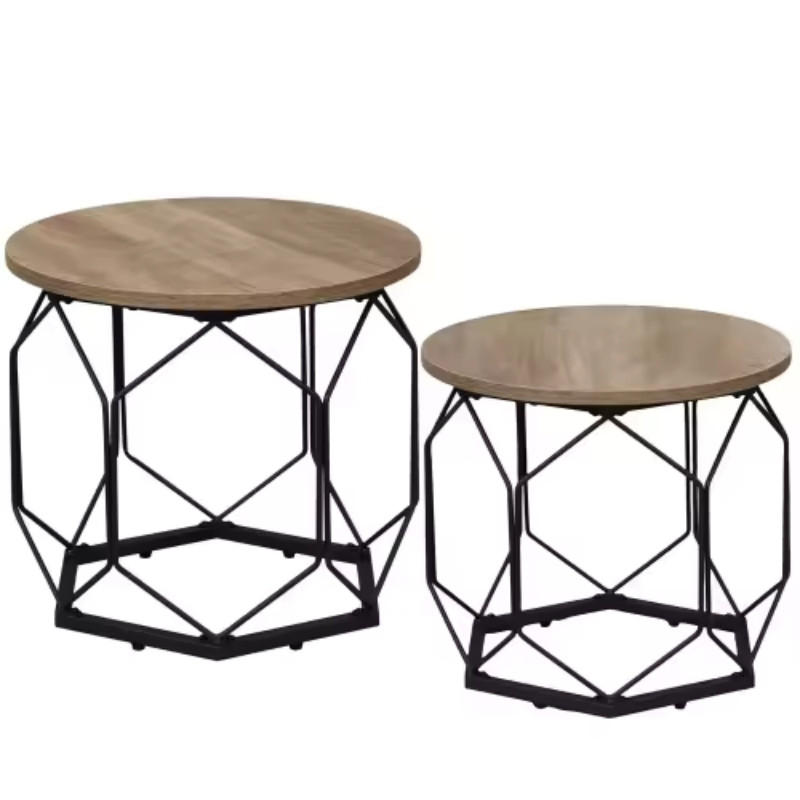 COUCHTISCH 2er-Set Grey Wood 50/50/45 cm - Grau, Metall (50/50/45cm) - PANGIVO