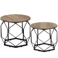 COUCHTISCH 2er-Set Grey Wood 50/50/45 cm - Grau, Metall (50/50/45cm) - PANGIVO