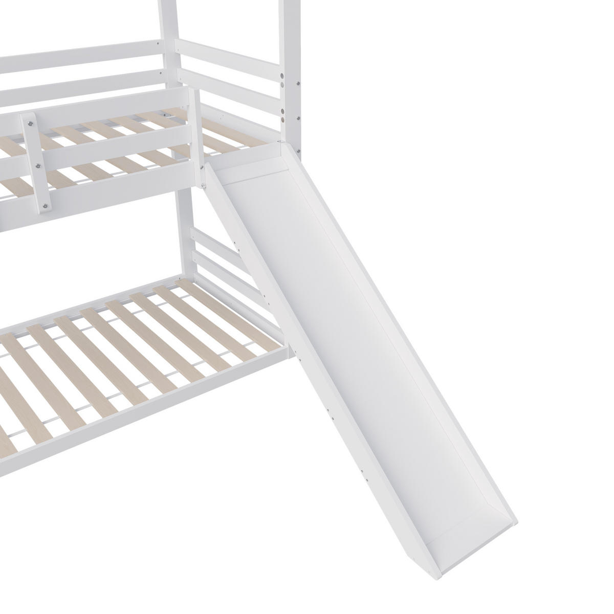 ETAGENBETT 90x200cm mit Rutschet, Lattenrost und Leiter, Weiß - Weiß, Holz (90/200cm)