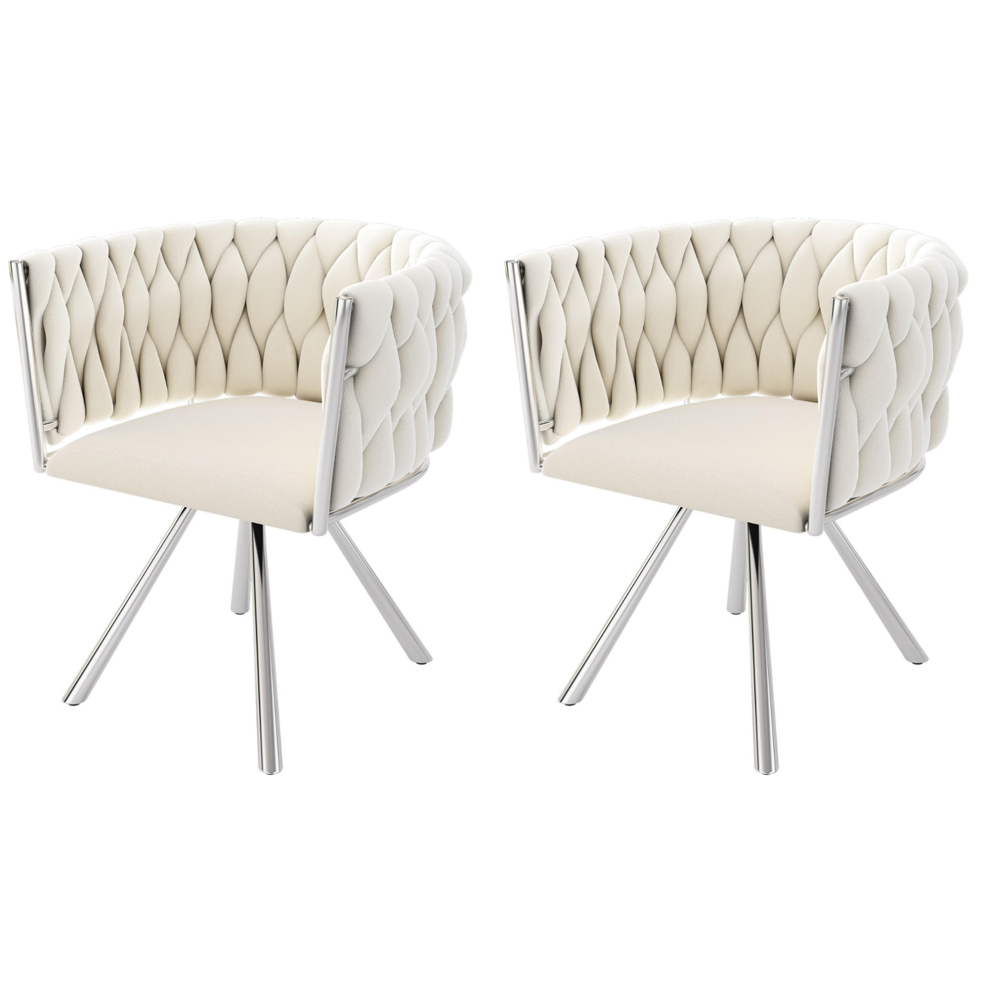 ESSZIMMERSTUHL 2er-Set drehbar Samt Beige mit Metallgestell - Beige, Metall (54/72/59cm) - Meubliv