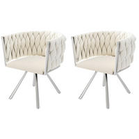 ESSZIMMERSTUHL 2er-Set drehbar Samt Beige mit Metallgestell - Beige, Metall (54/72/59cm) - Meubliv