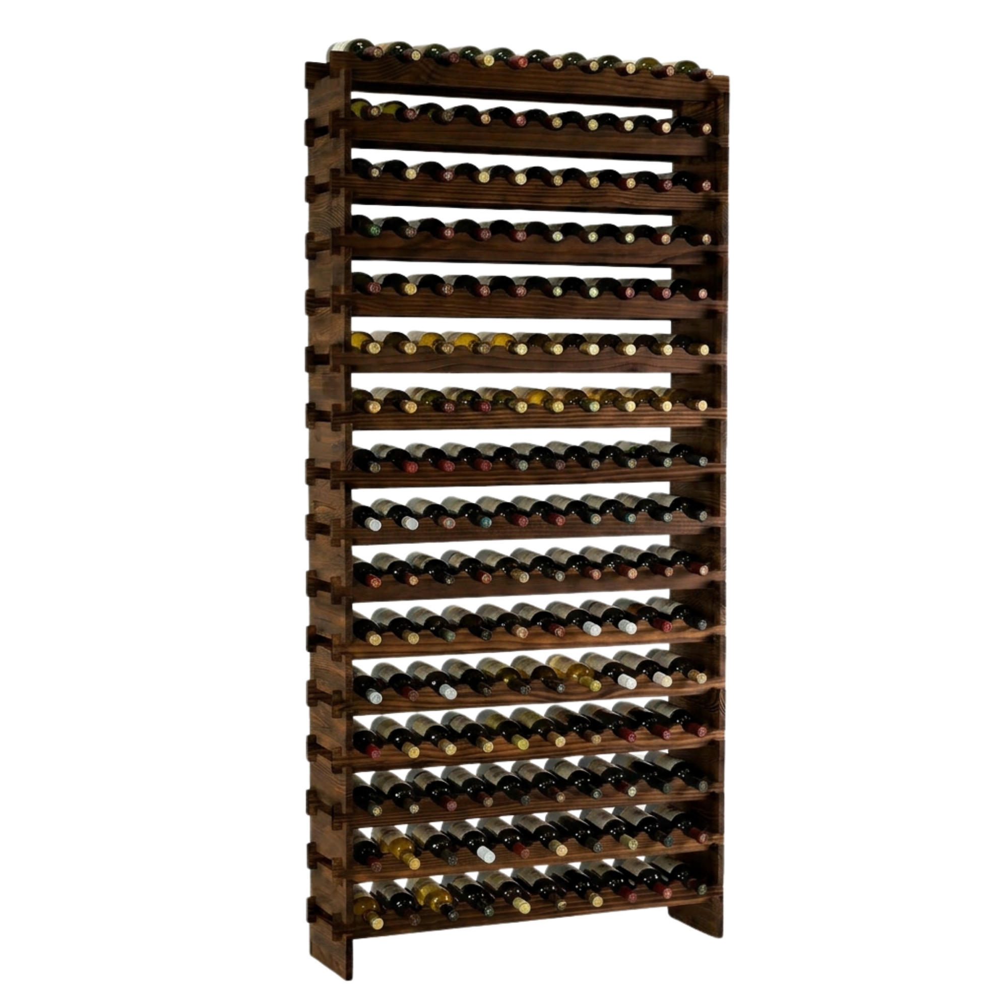WEINREGAL NAVARRA aus Holz 219x103x28cm 160 Flaschen auf 16 Ebenen Braun geölt - Braun, Holz (103/219/28cm) - PROREGAL