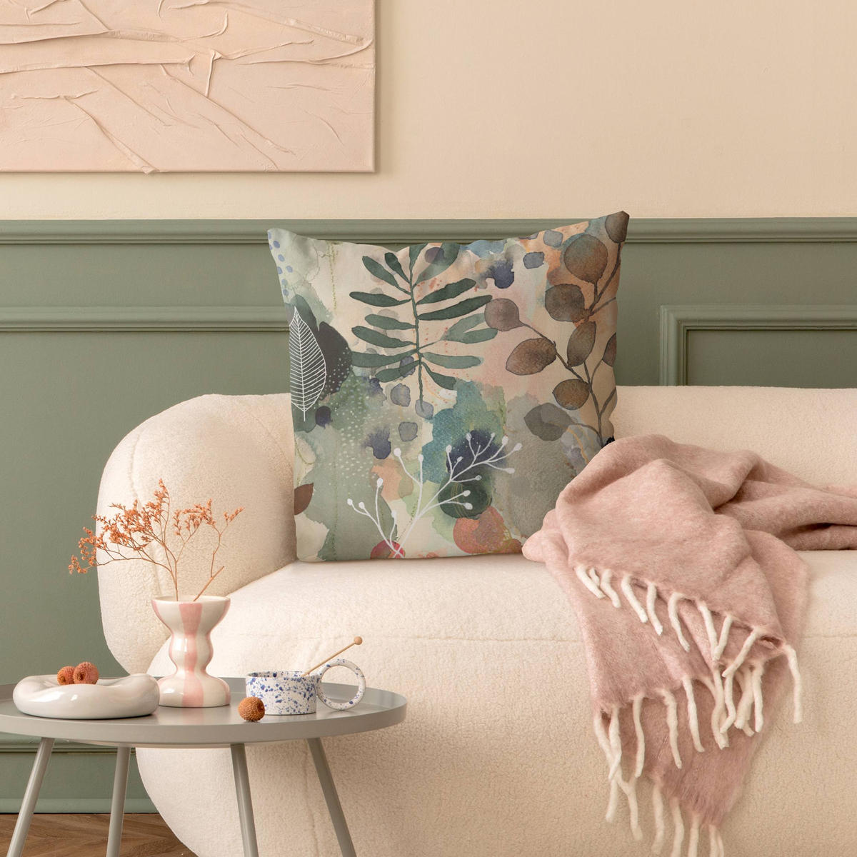 DEKOKISSEN Gedeihen und fließen 40/40 cm - Eichefarben, Textil (40/40/10cm) - Bilderwelten