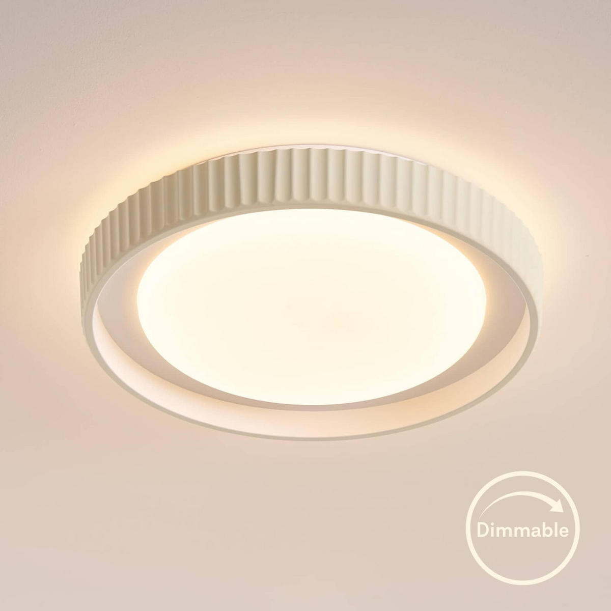 DECKENLEUCHTE Facciotto, Beige und Weiß, 9cm - Beige, Metall (9/50/9cm) - KOSILUM