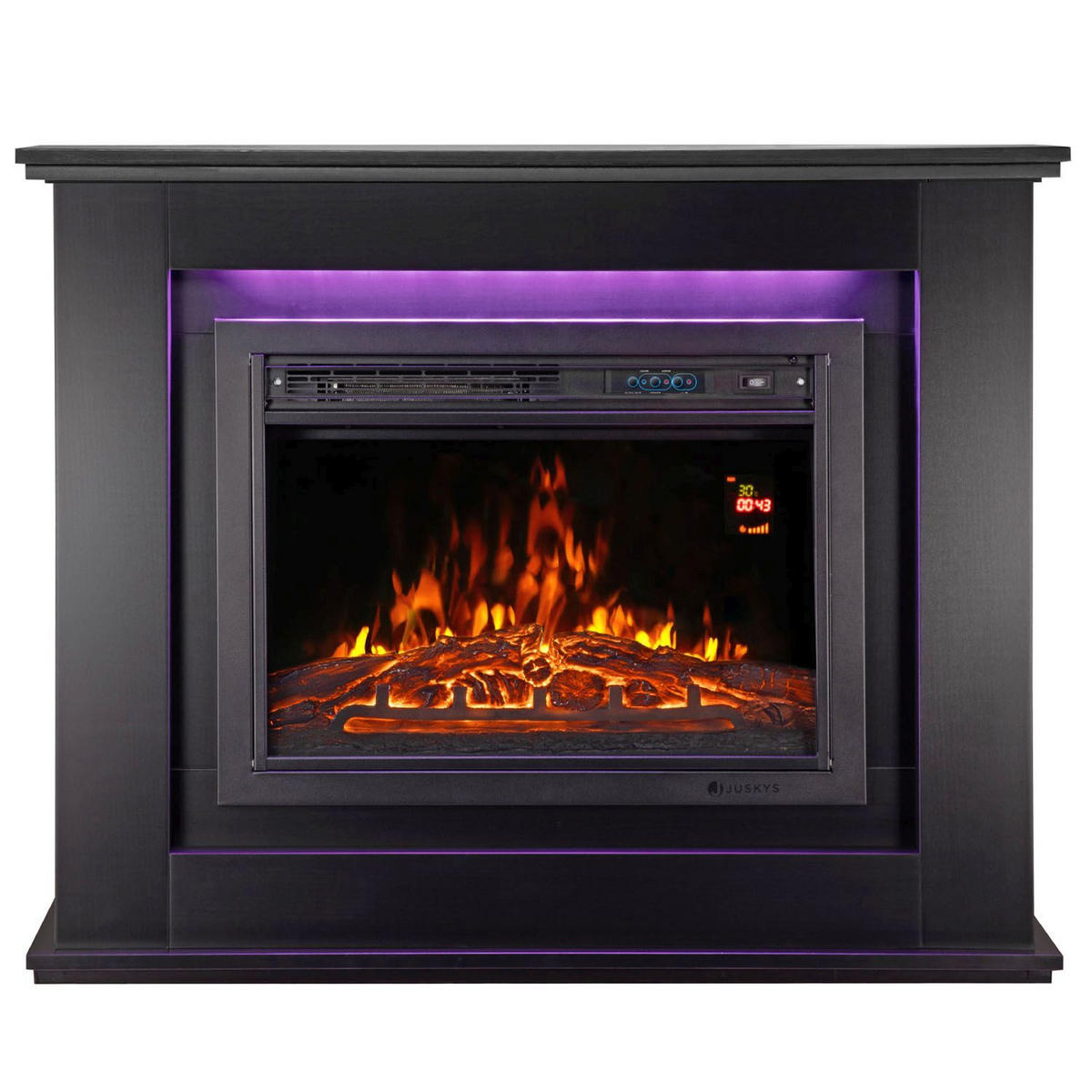 ELEKTROKAMIN 2000W rechteckig schwarz mit Flammeneffekt - Schwarz, Holz (100/82/28cm) - Juskys