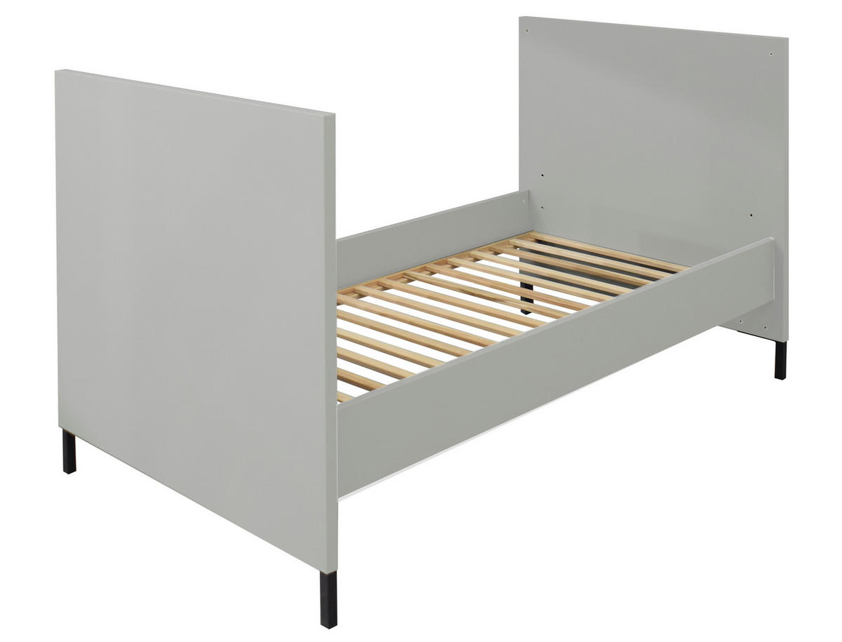 BABYZIMMER Olaf in Kreidegrau matt Lack und Anthrazit 8 teilig inklusive Matratze - Grau, Holzwerkstoff (120/200/80cm)