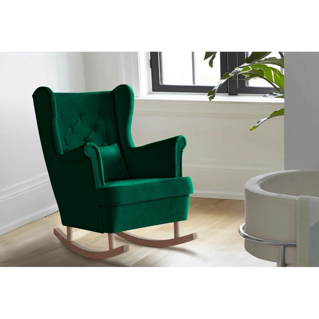 Thumbnail - Beautysofa Schaukelstuhl, Dunkelgrün, Textil, 82x103x108 cm, Wohnzimmer, Sessel, Schaukelstühle