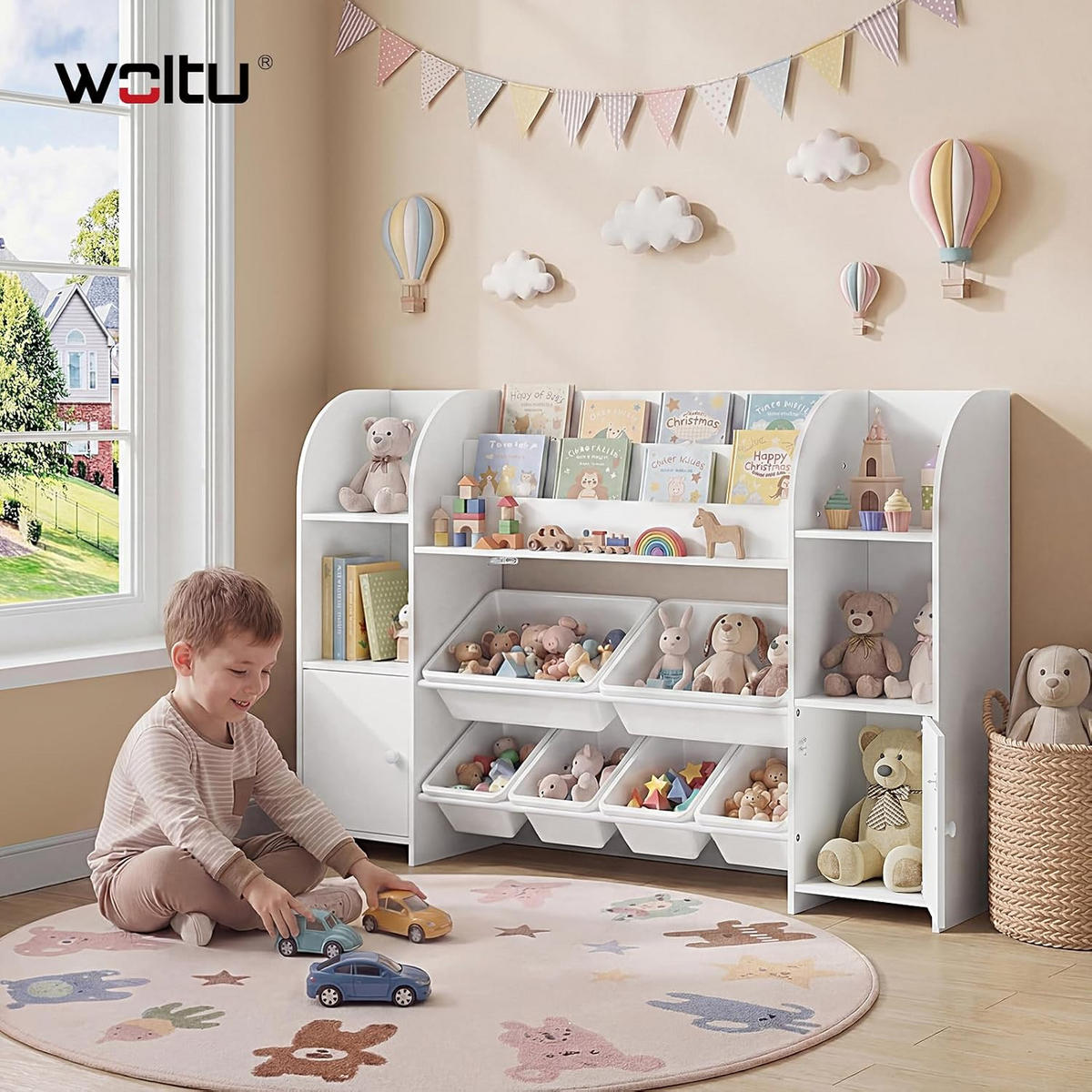 KINDERREGAL mit 6 Schubladen Weiß - Weiß, Kunststoff (135.8/90/29.8cm) - Woltu