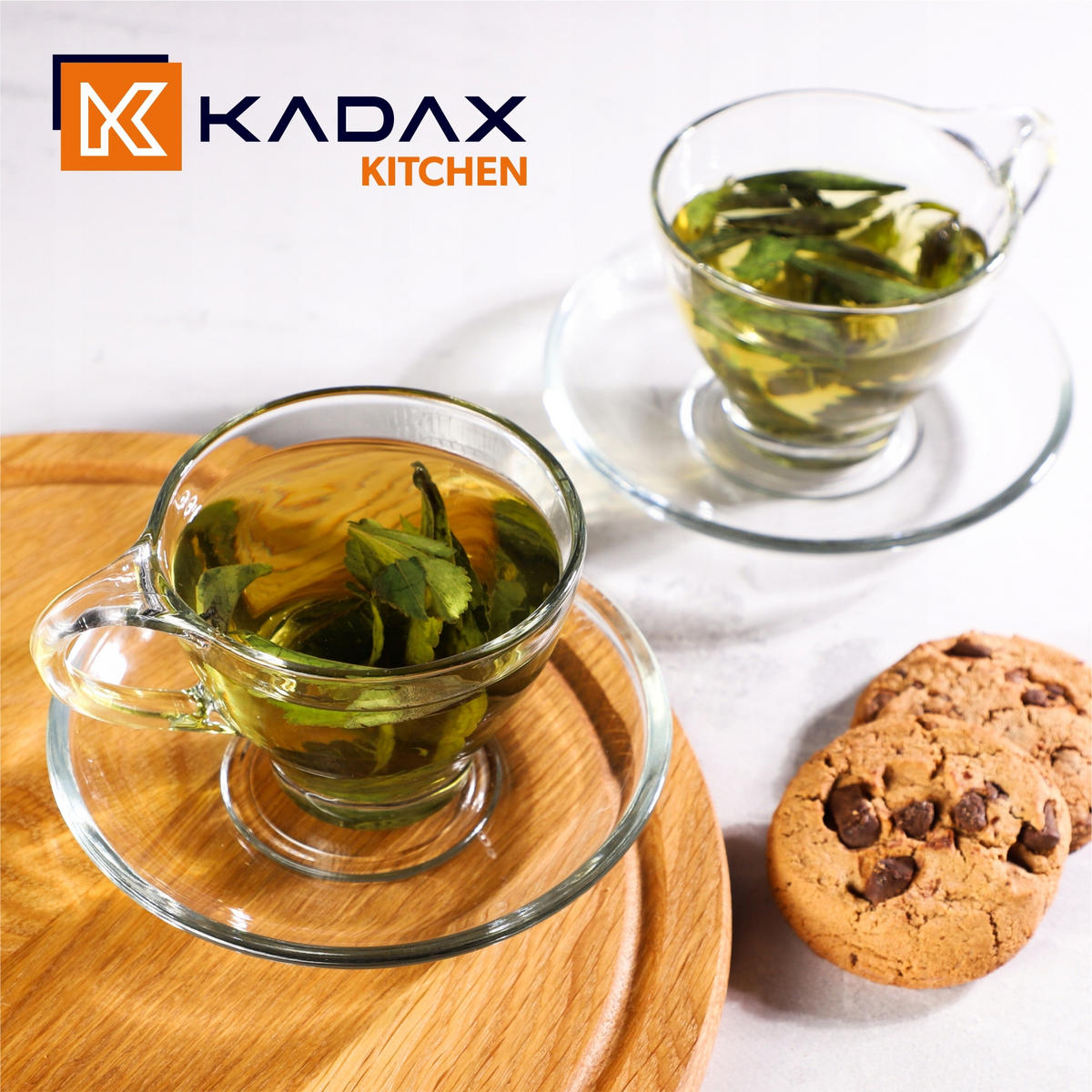 KADAX Tassen mit Untertassen für Kaffee und Tee 200ml 2 Stk. - Transparent, Glas (0.2L) - KADAX