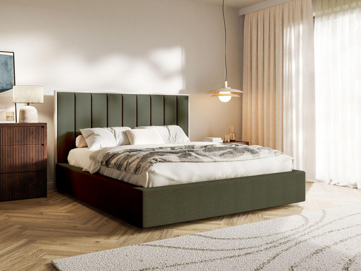 POLSTERBETT Togents Dunkelgrün mit Chenillebezug, 180x200 cm - Dunkelgrün, Textil (180/200cm) - Selsey