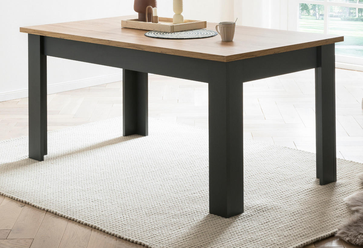 ESSTISCH grau, Eiche Wotan, Landhaus 160 cm, Küchentisch für bis zu 6 Personen - Eiche Wotan/Grau, Holzwerkstoff/Kunststoff (160/90/76cm) - Furn.Design