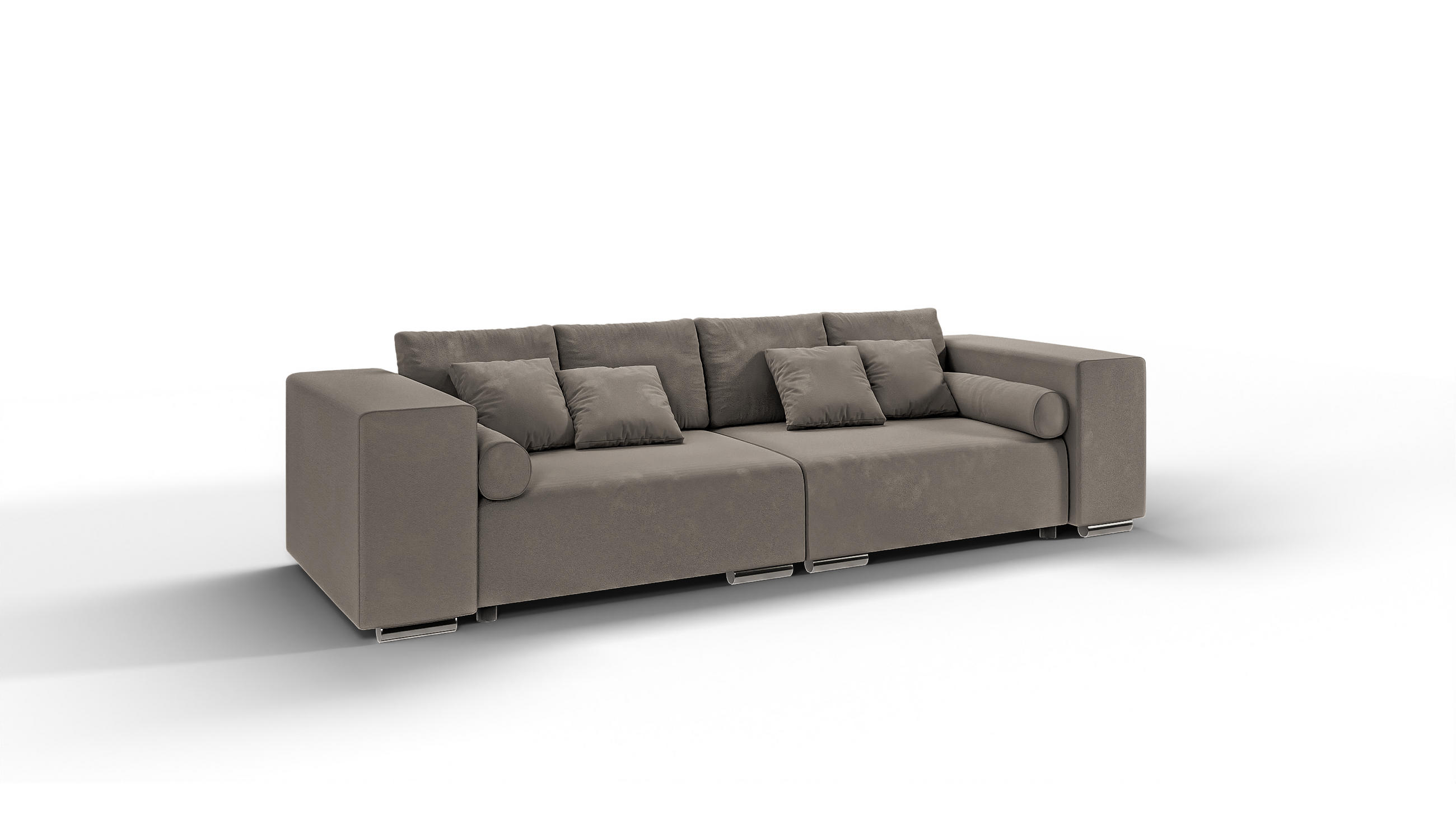 BIGSOFA Kami Microfaser Dunkelbeige - Beige/Silberfarben, Kunststoff/Textil (290/80/110cm) - S-Style Möbel