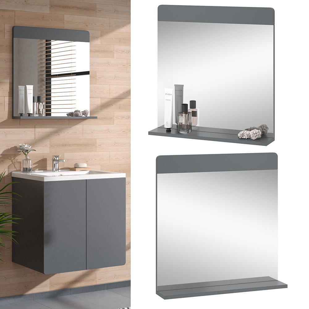BADEZIMMERSPIEGEL Izan Grau 60 x 62 cm - Grau, Glas (60/62/12cm) - Vicco