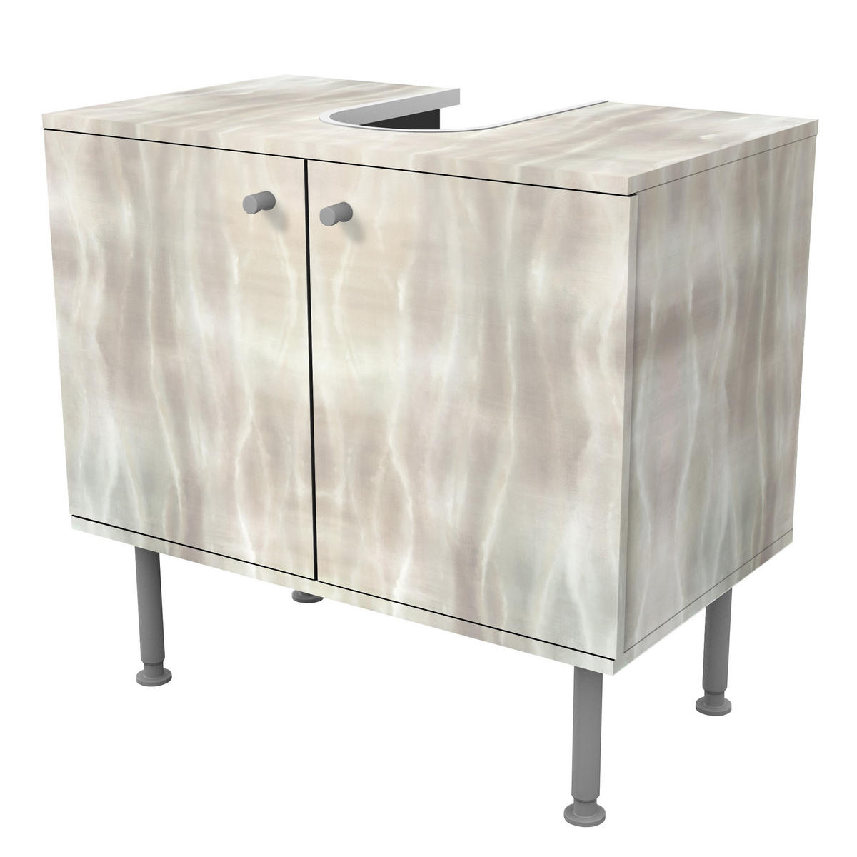 WASCHBECKENUNTERSCHRANK Leuchtende Wellen 60/55/35 cm - Beige, Holzwerkstoff (60/55/35cm) - Bilderwelten