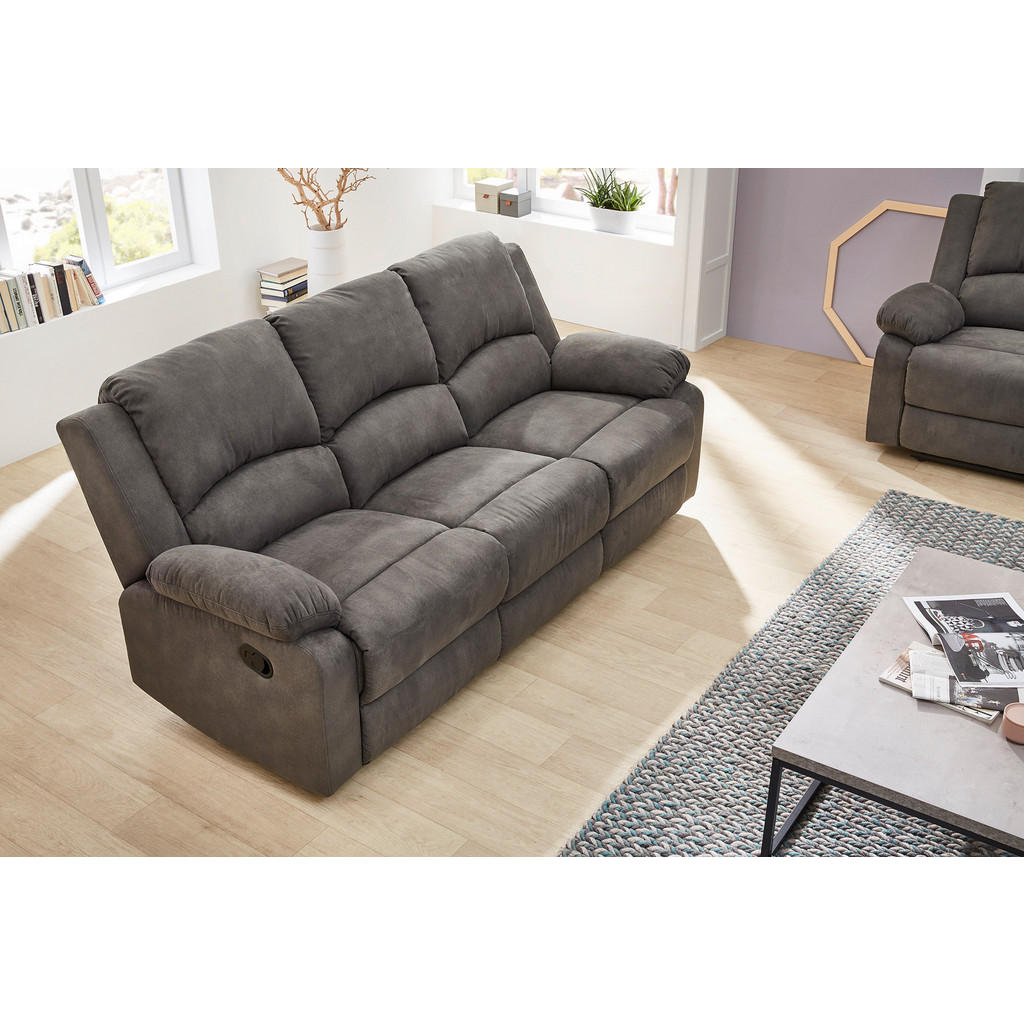 Thumbnail - luma-home 3-Sitzer-Relaxsofa, Anthrazit, Textil, Füllung: Polyurethan (Pur), einzeln stellbar,Rechteckig, 204x97x87 cm, ...
