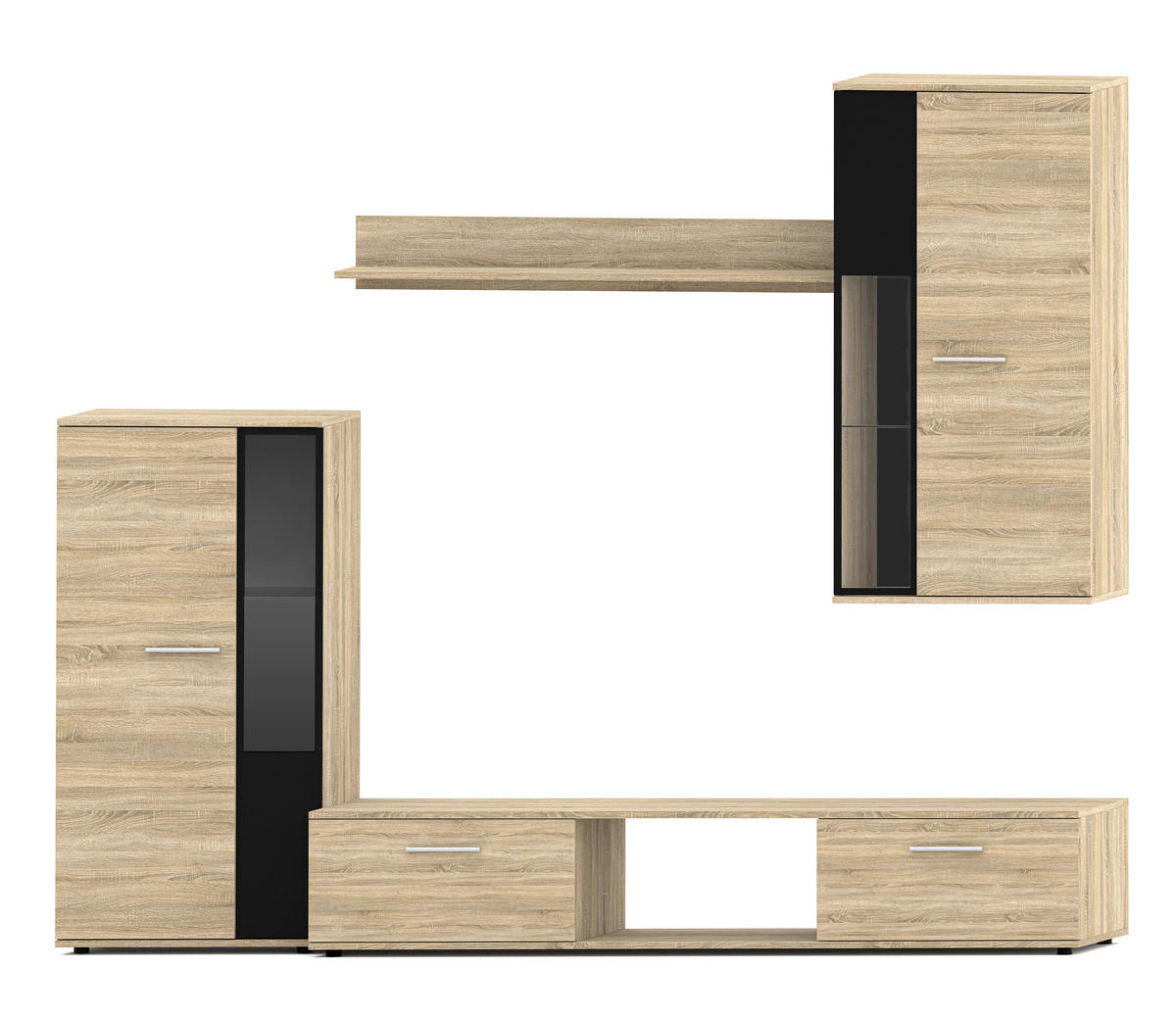 WOHNWAND Formilo Sonoma Eiche 294/180/40 cm Hochwertige TV Wohnwand - Beige, Holzwerkstoff/Kunststoff (294/180/40cm) - AX Living