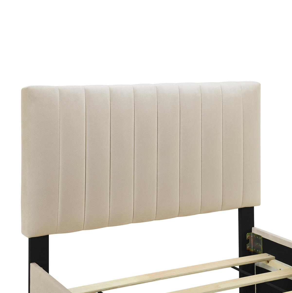 OTROŠKA polnjena postelja iz MDF, kovine in žameta 90x190 cm bež z izvlečno posteljo in letvičnim dnom - bež, tekstil (90/190cm) - Modfu