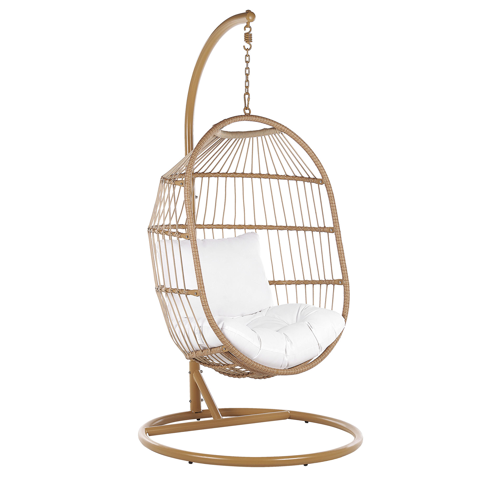 HÄNGESESSEL mit Gestell PE Rattan/Flechtseil natürlich 102 cm Alba - Beige, Kunststoff (102/200/102cm) - Beliani