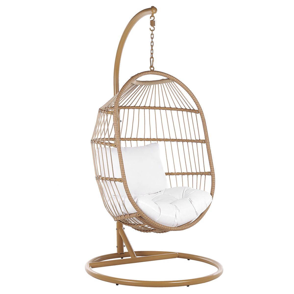 HÄNGESESSEL mit Gestell PE Rattan/Flechtseil natürlich 102 cm Alba - Beige, Kunststoff (102/200/102cm) - Beliani