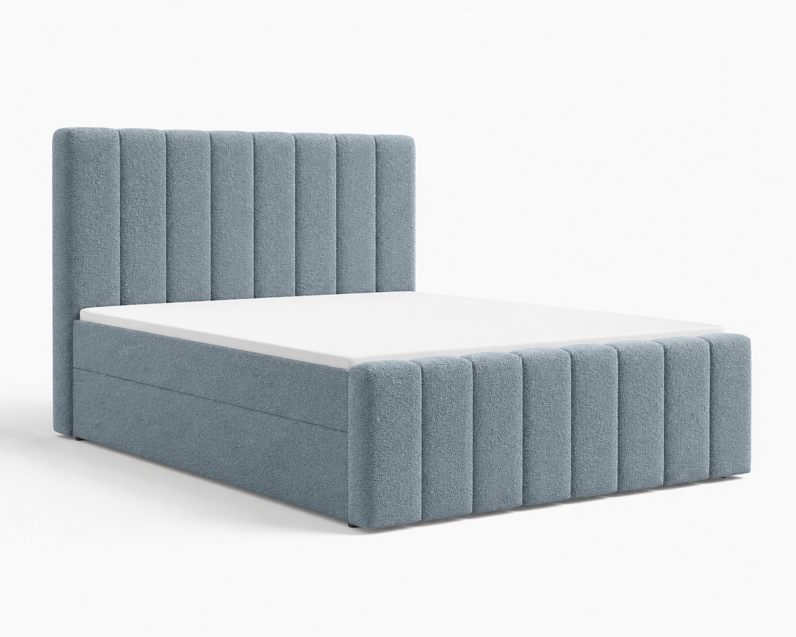 BOXBETT 01 BIS 160 x 200 cm - Vibe - Modernes Polsterbett mit Bettkasten inkl. PU-Schaum-Topper und Federmechanismus - Blau, Holz (160/200cm) - ROYAL24_MARKT