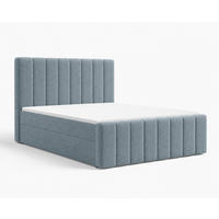 BOXBETT 01 BIS 160 x 200 cm - Vibe - Modernes Polsterbett mit Bettkasten inkl. PU-Schaum-Topper und Federmechanismus - Blau, Holz (160/200cm) - ROYAL24_MARKT