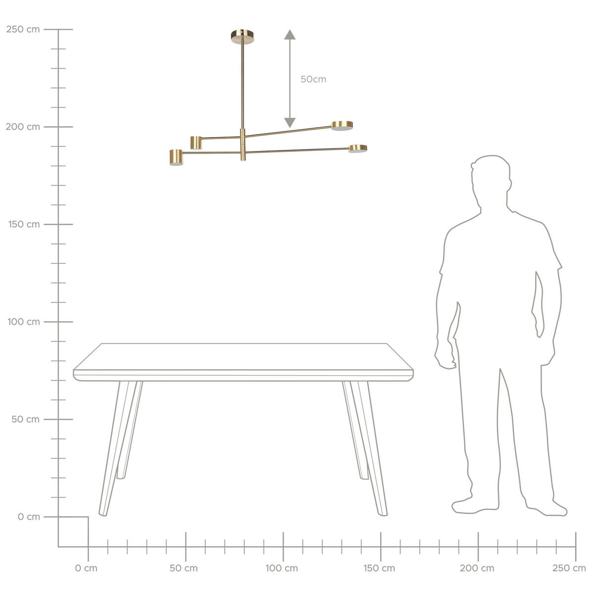 HÄNGELAMPE Bandon 30/104/73 cm - Goldfarben, Metall (30/104/73cm) - Beliani