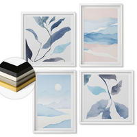 WANDBILDER 4er-Set - 50x50 cm & 40x60 cm Weißer Rahmen - Berglandschaften, Aquarellpflanzen - Weiß, Kunststoff (50/50cm) - ArtPrintCave