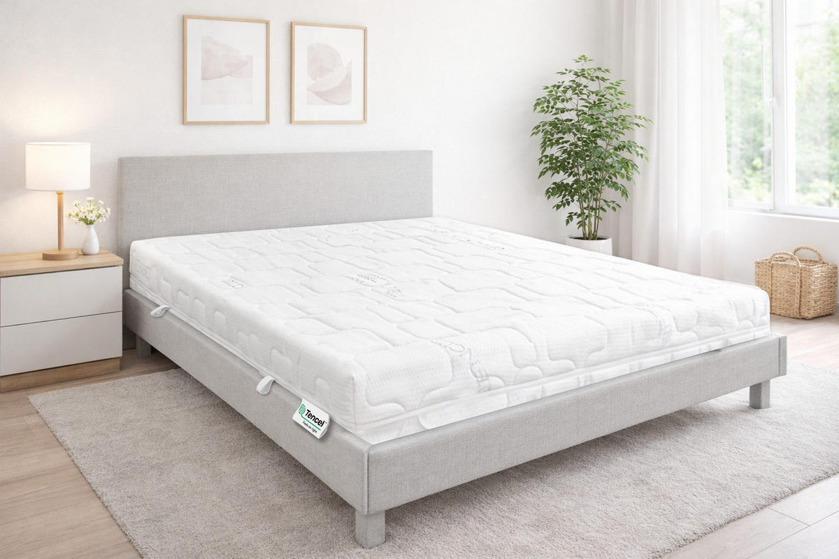KALTSCHAUMMATRATZE TerraMed Visco 90 x 200 cm 22 cm Höhe H2 9 Zonen - Weiß, Textil (90/200cm) - Matratzen Perfekt