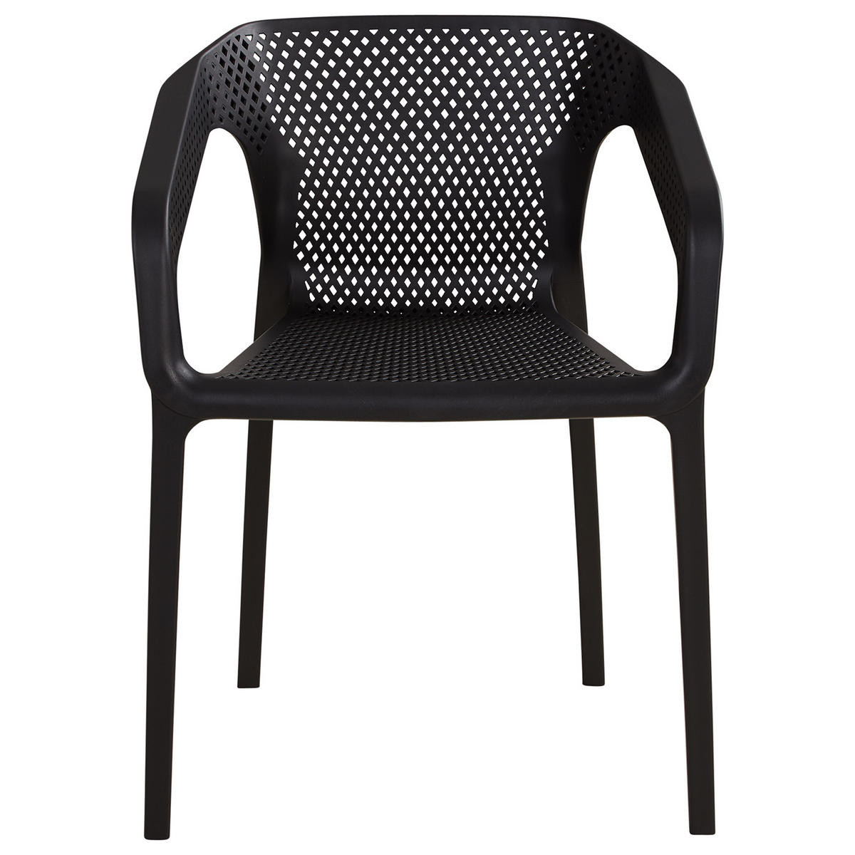 GARTENSTUHL 6er-Set Kunststoff Schwarz mit Armlehnen - Schwarz, Kunststoff (330/75/54cm) - Homestyle4u