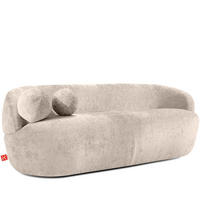 3-SITZER-SOFA NELUM, Chenille-Stoff, Creme - Creme/Schwarz, Holz/Holzwerkstoff (190/68/88cm) - KONSIMO®