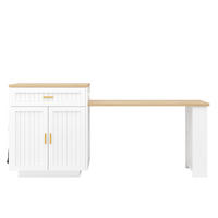 KÜCHENINSEL 121.5-192/70/92 cm Weiß mit integrierter Steckdose und 1 Schublade - Weiß, Holz (70/92/121.5cm) - Oxeza
