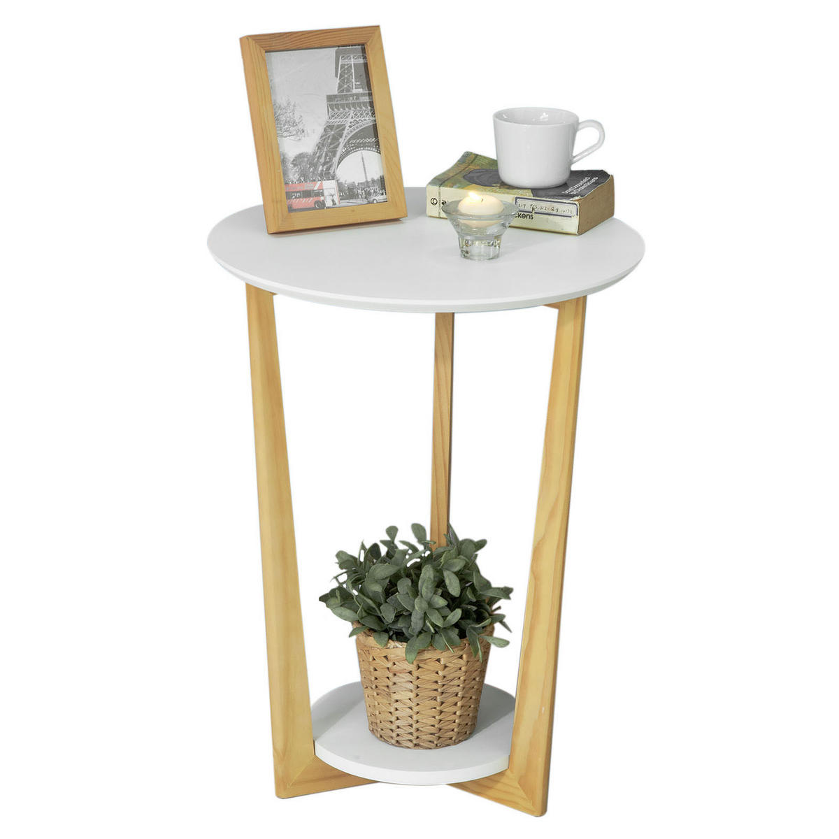 BEISTELLTISCH Weiß - Weiß, Holzwerkstoff (25/45/60cm) - SoBuy
