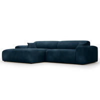 ECKSOFA mit Longchair - Cord - Blaugrau/Schwarz, Kunststoff/Textil (284/178cm) - home24