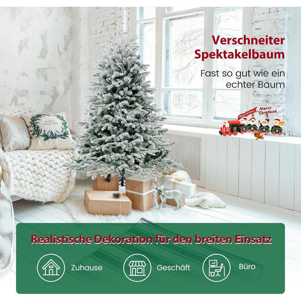 Thumbnail - Costway Weihnachtsbaum, Grün, Kunststoff, 146 cm, Dekoration, Weihnachtsdekoration, Weihnachtsbäume & Zubehör