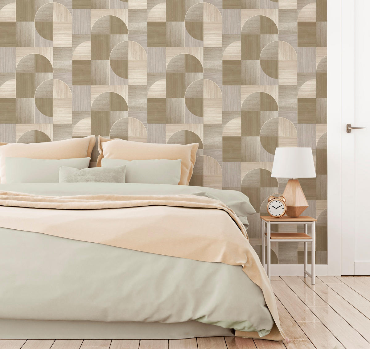 VLIESTAPETE Holzkreise neutral - Beige, Papier/Kunststoff (52/1000cm) - Easy Decor