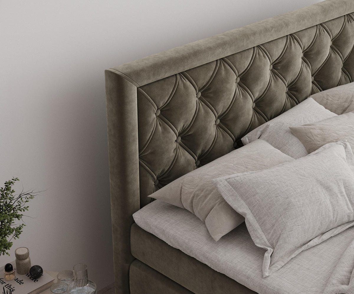BOXSPRINGBETT Aurelia Taupe 160/200 cm - Taupe/Schwarz, Holz/Holzwerkstoff (160/200cm) - Maison de Reve