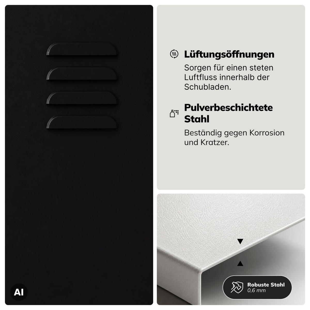 KLEIDERSCHRANK L-Form JULIA 185x80x45 cm - Schwarz, Metall (80/185/45cm) - Jan Nowak