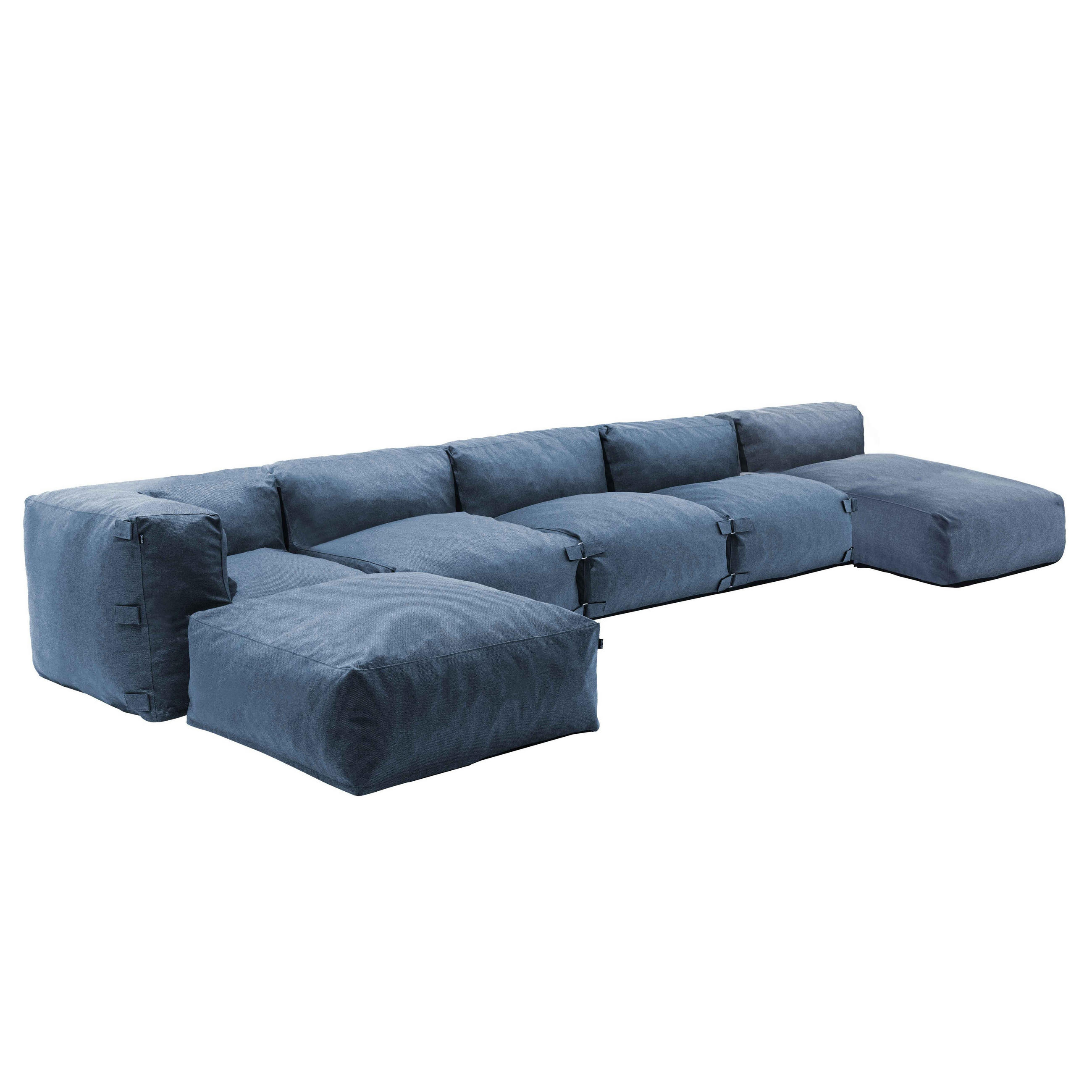 GARTENSOFA 6-tlg., Pazifikblau - Blau, Textil (85/65/160cm) - Oviala