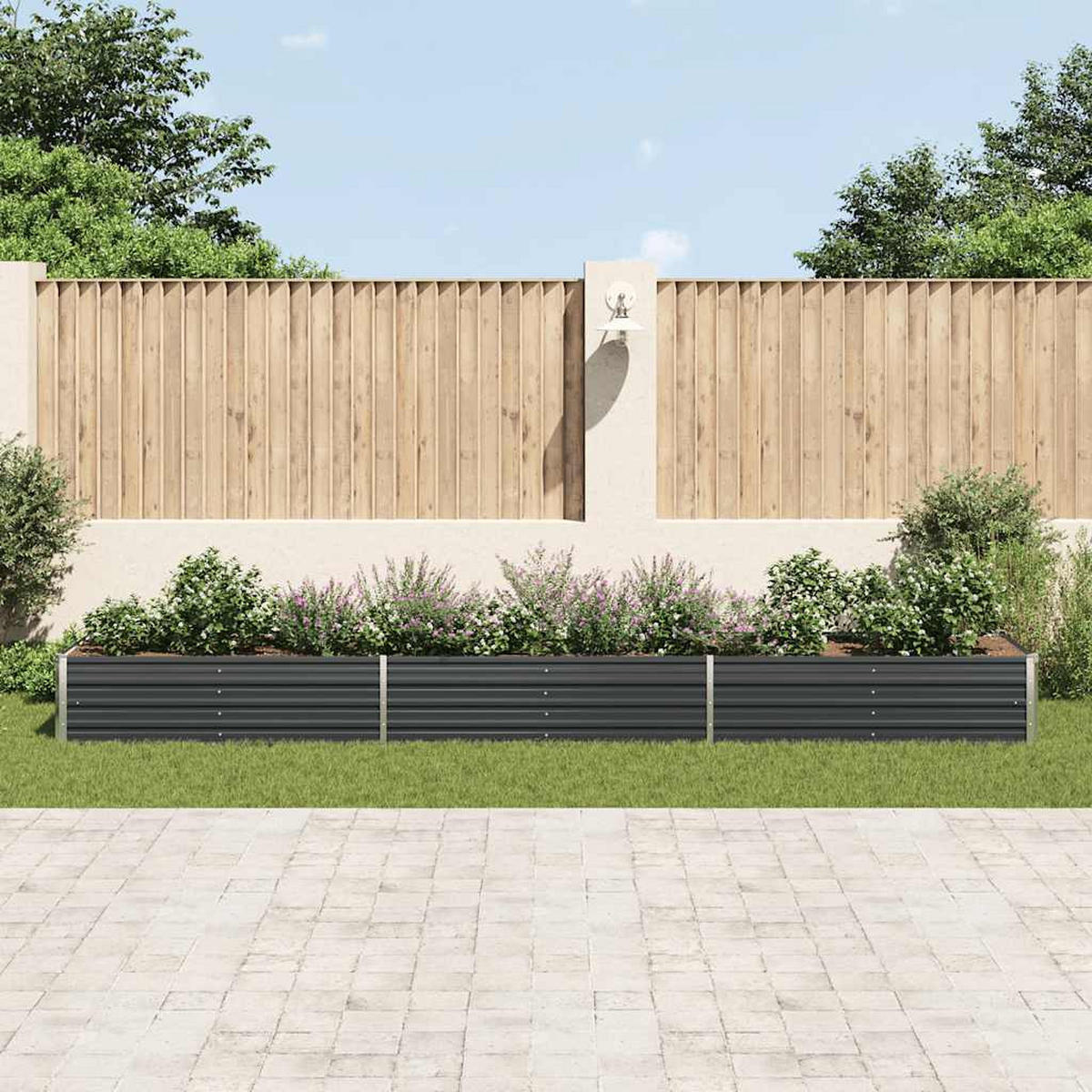 GARTEN-HOCHBEET Verzinkter Stahl 480/80/45 Cm Anthrazit - Anthrazit, Metall (480/45/80cm) - vidaXL