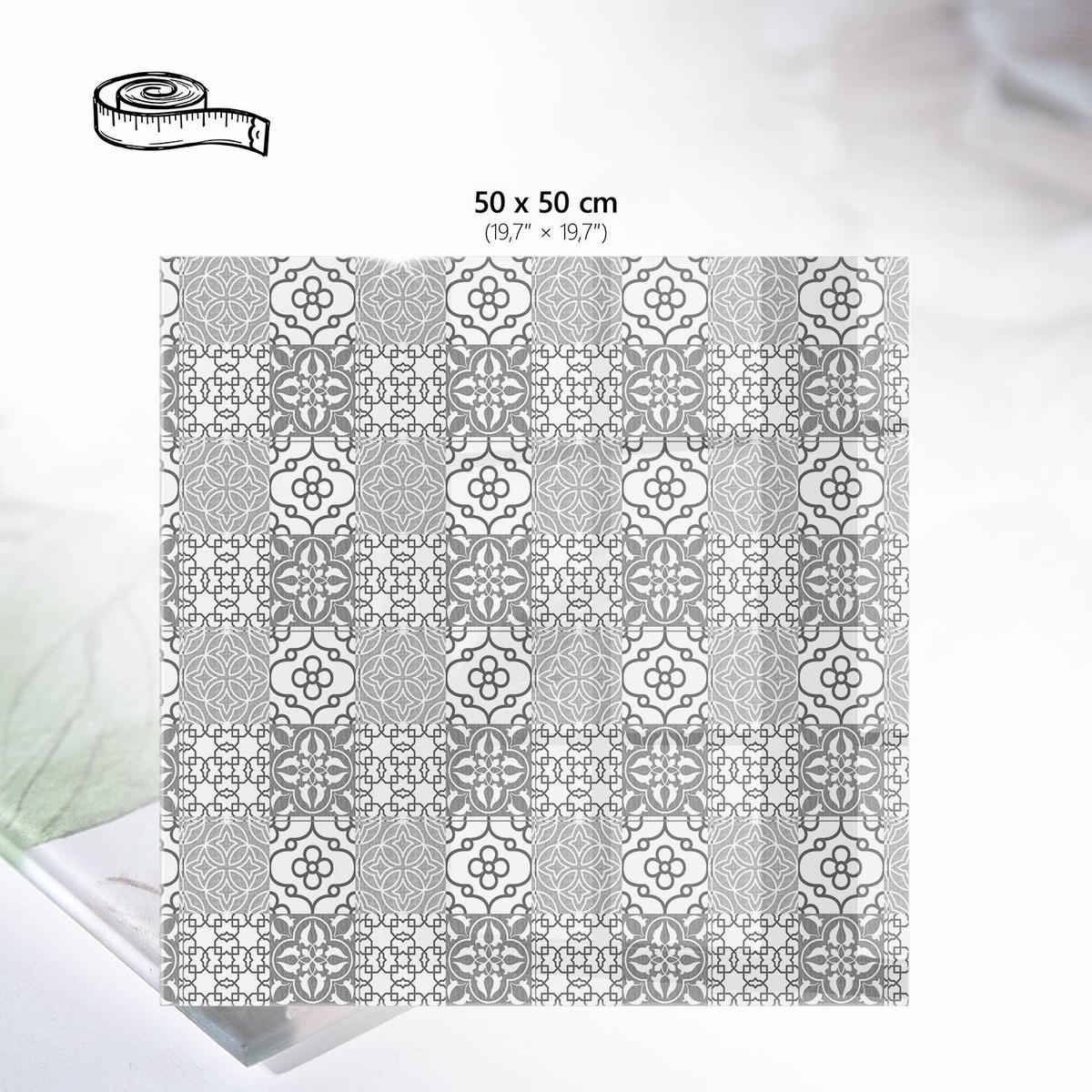 TISCHPLATTE 50x50 cm – Stilvolles Mosaik - Grau, Glas (50/50/0.4cm) - Wallfluent