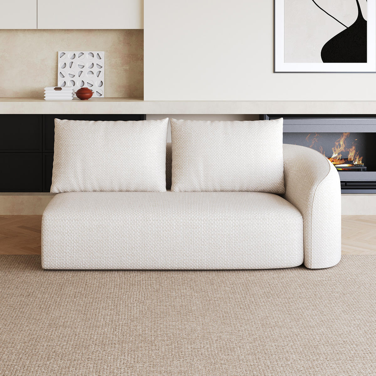 SOFAELEMENT DE-34711 Rechts-2-Sitzer Weiß - Weiß, Textil (90/85/160cm) - ComfortXL