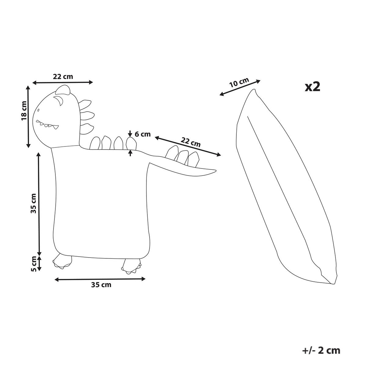 Dekokissen 2er-Set Grün 45/45 cm Dinos - Gelb/Grün, Naturmaterialen (45/45cm) - Beliani