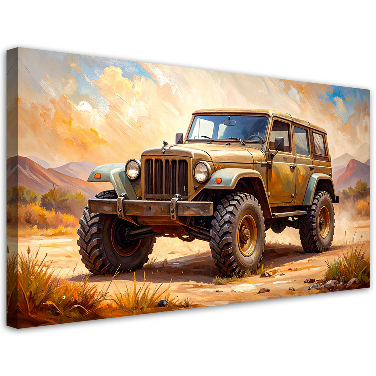 LEINWANDBILD Geländewagen 100x50cm - Beige, Textil (100/50cm) - Feeby