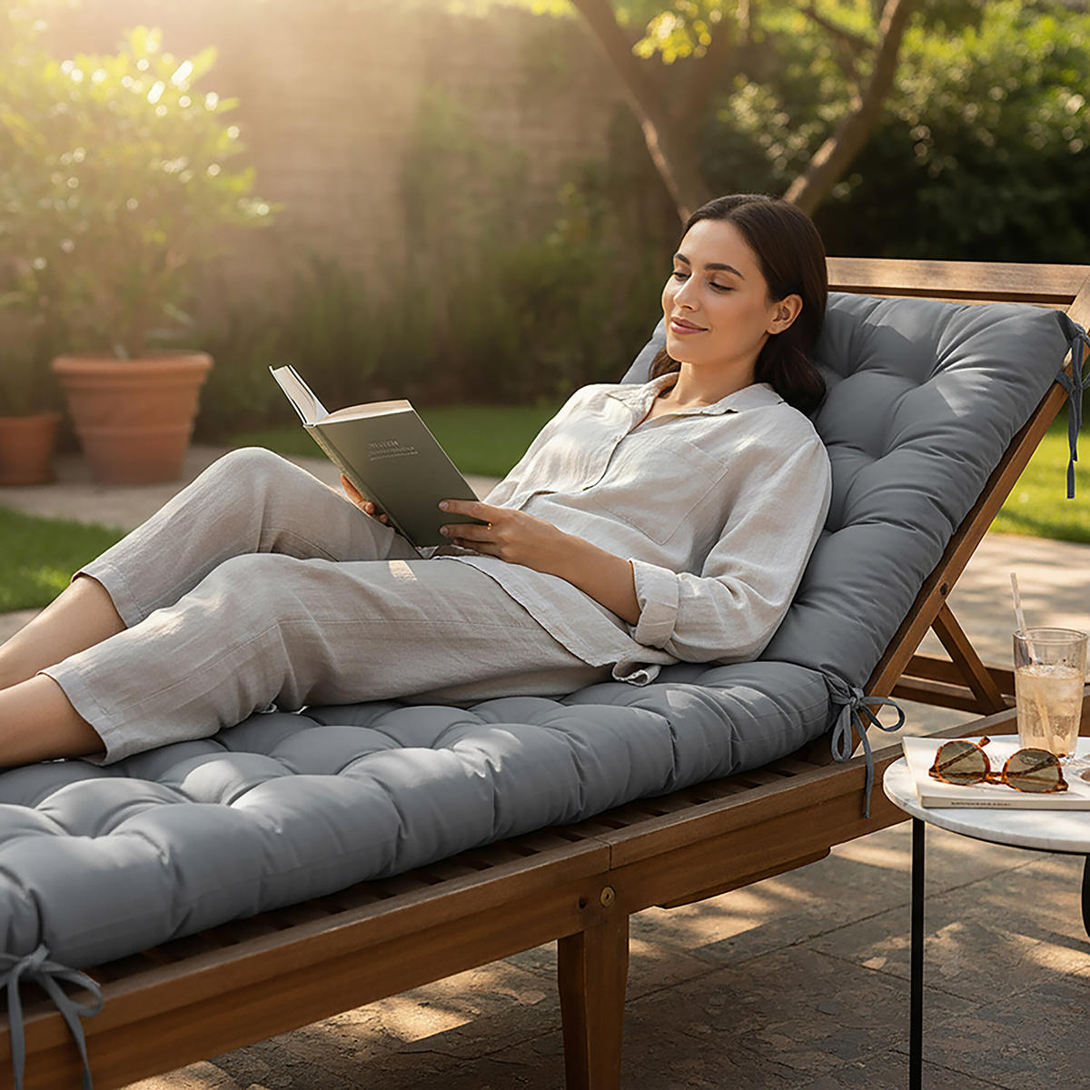 LAVIČKOVÝ sedák - sivá, textil/plast (50/8/160cm) - Relaxdays