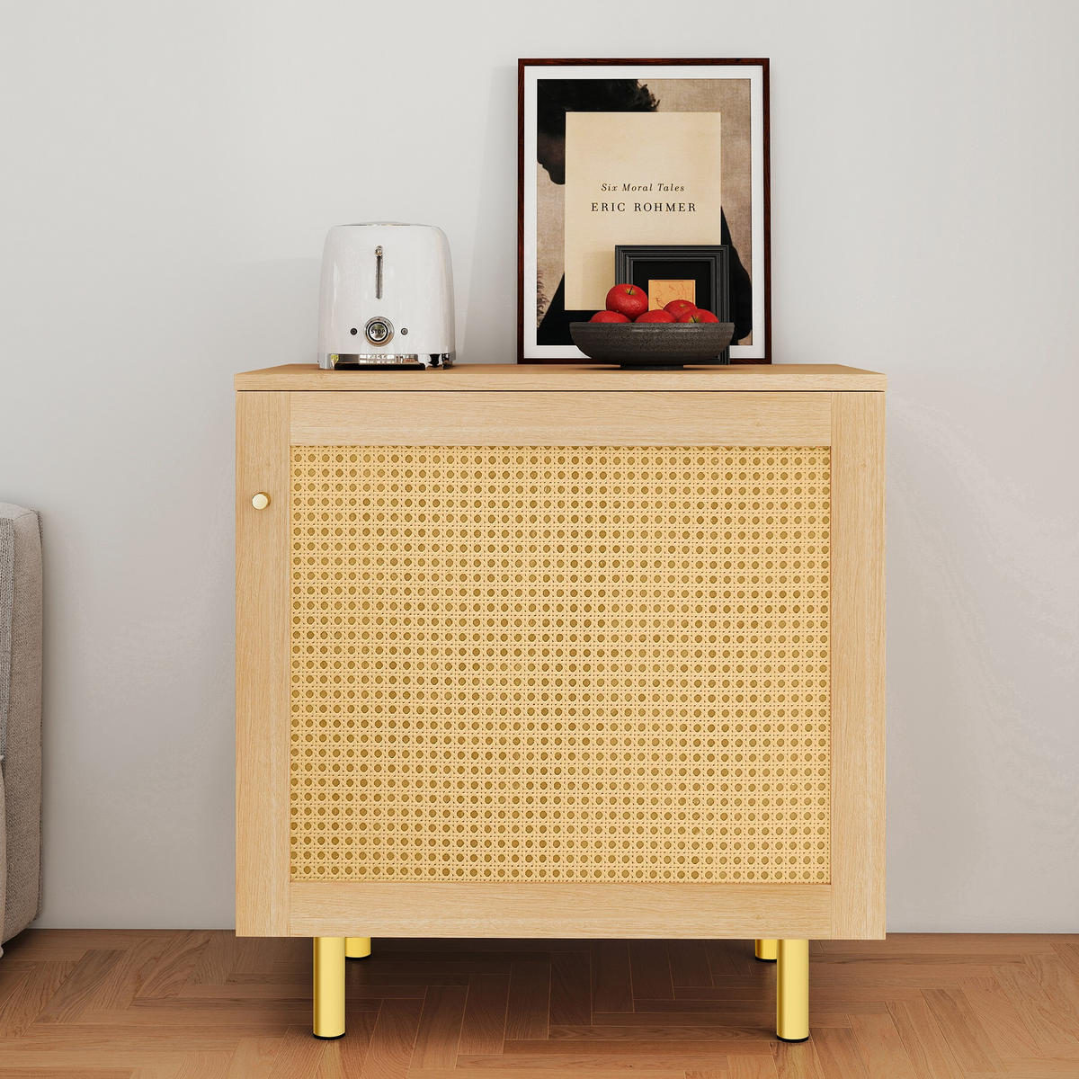 SIDEBOARD 60/40/63 cm,Ratten Retro-Design,Naturfarben - Naturfarben, Holz (60/63/40cm) - LVHOM