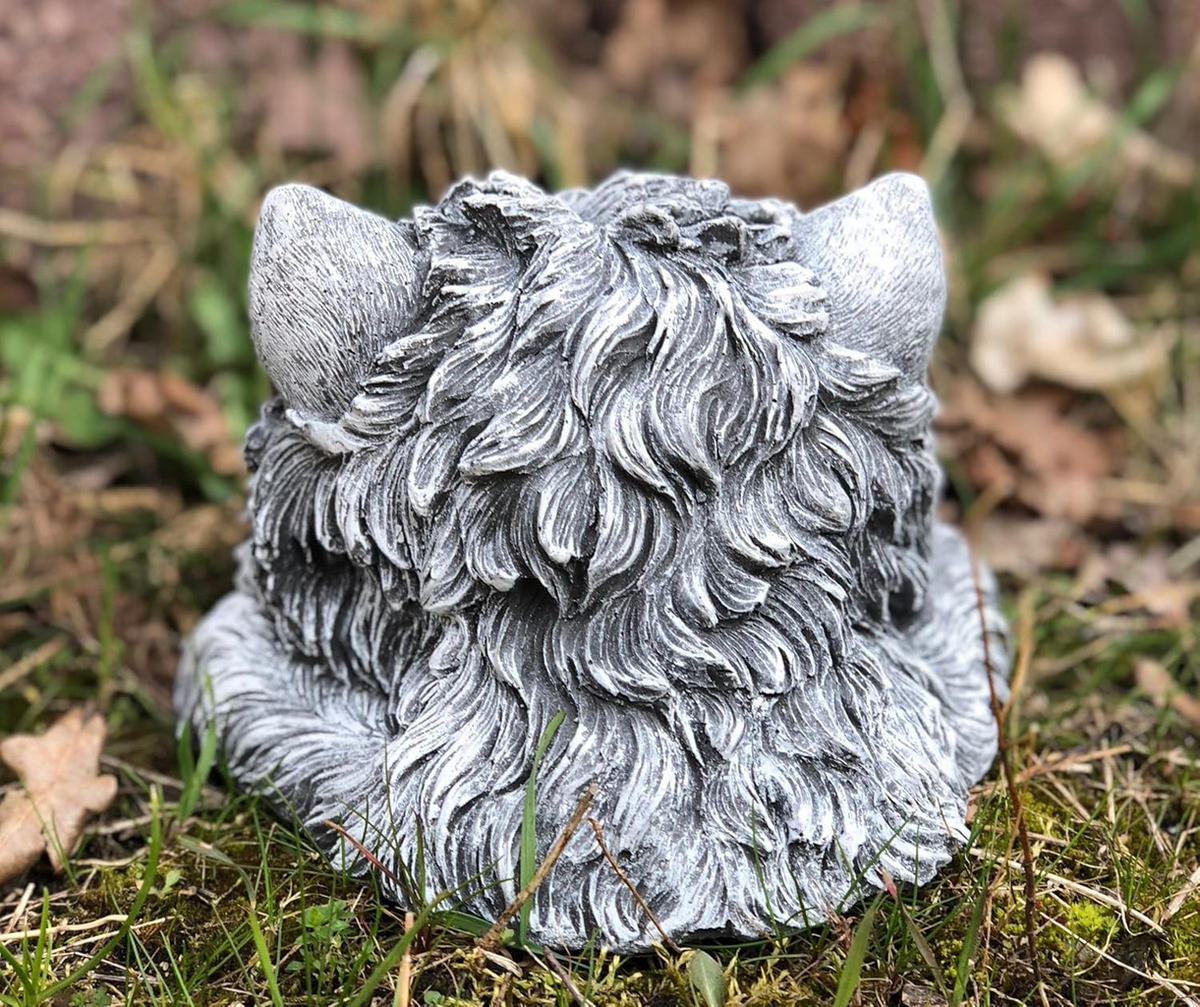 STEINFIGUR Westhighland Westie Kopf Terrier frostfest wetterfest Gartenfigur - Grau, Stein (16/11/17cm) - stoneandstyle